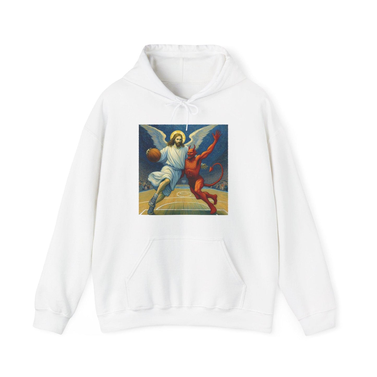 Jesus Vs Satan Basketball Hoodie | Faith-Inspired Sportswear - Stylfer