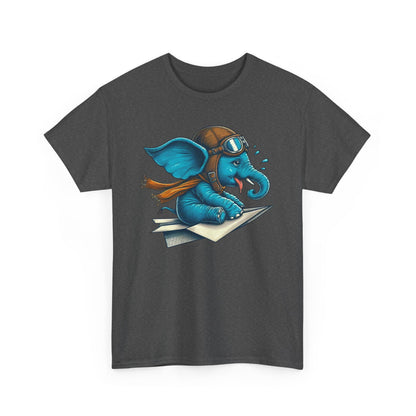 Cute Baby Pilot Elephant T-Shirt | Adventure Animal Paper Airplane Graphic Tee