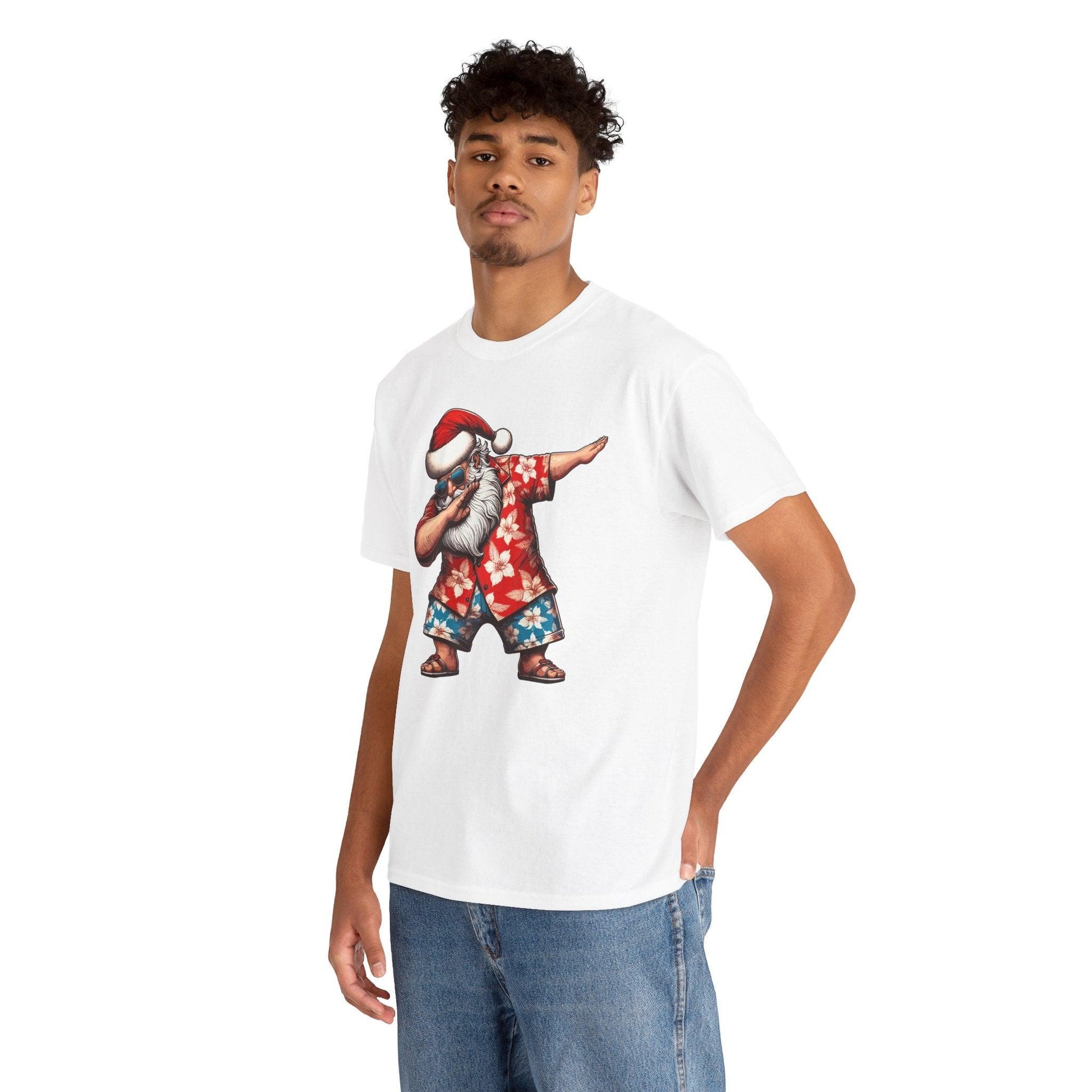 Hawaiian Dabbing Santa | Funny Christmas T-Shirt for Men & Women - Stylfer