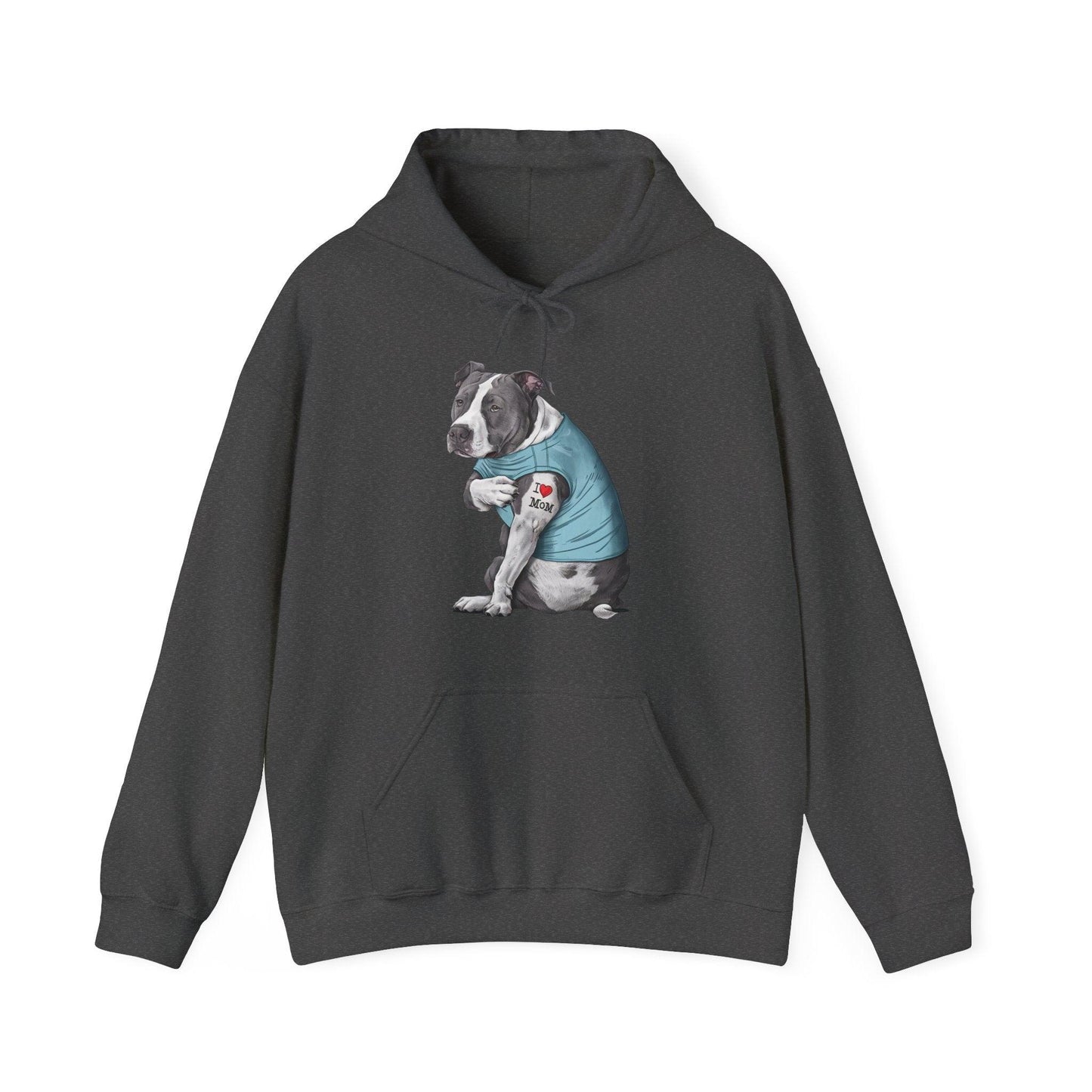 I Love Mom Pit Bull Hoodie | Funny Dog Tattoo Mother’s Day Sweatshirt - Stylfer