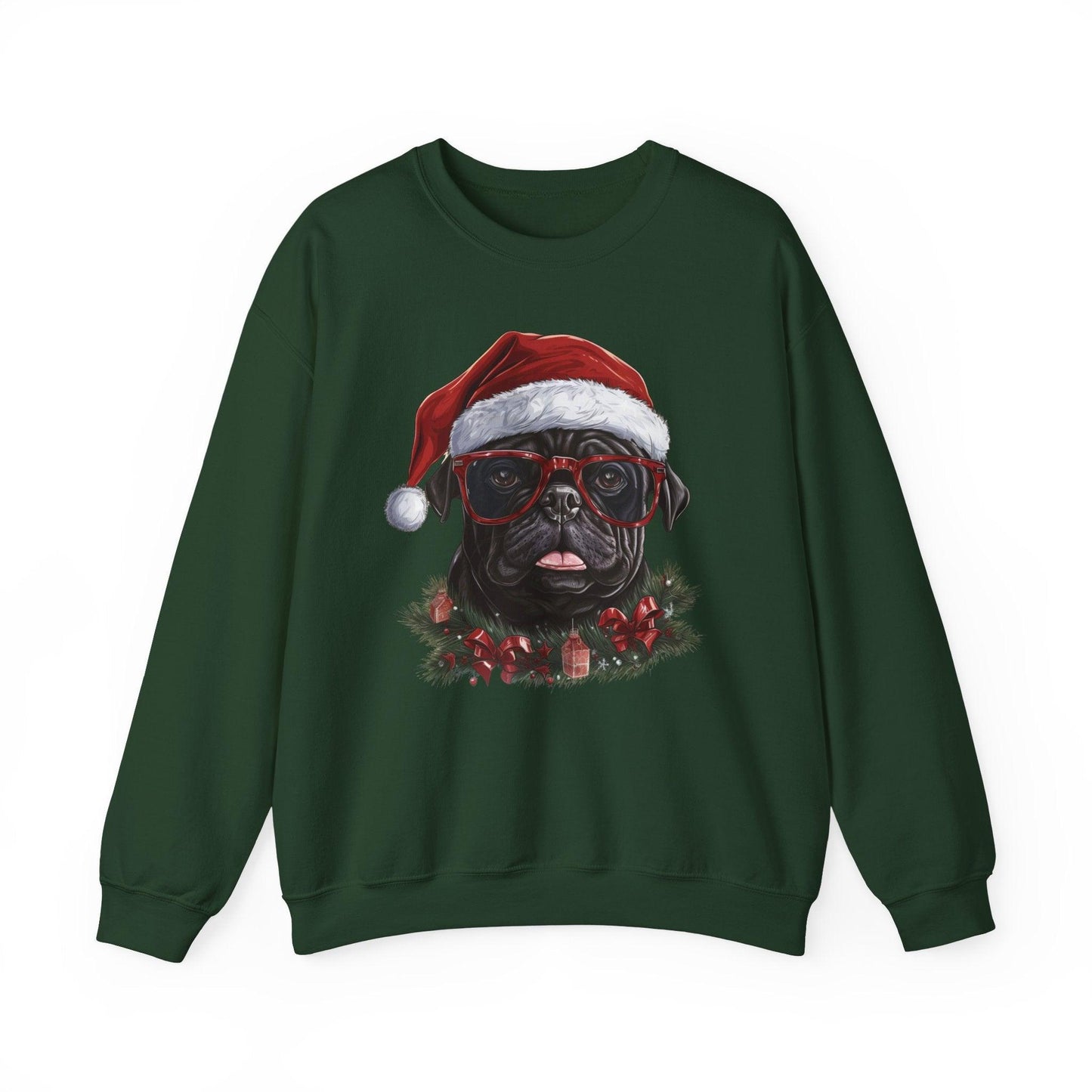 Funny Santa Pug Christmas Sweatshirt – Cute Holiday Pullover for Dog Lovers - Stylfer