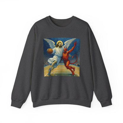 Jesus Vs Satan Basketball Sweatshirt | Faith-Inspired Sports Pullover - Stylfer