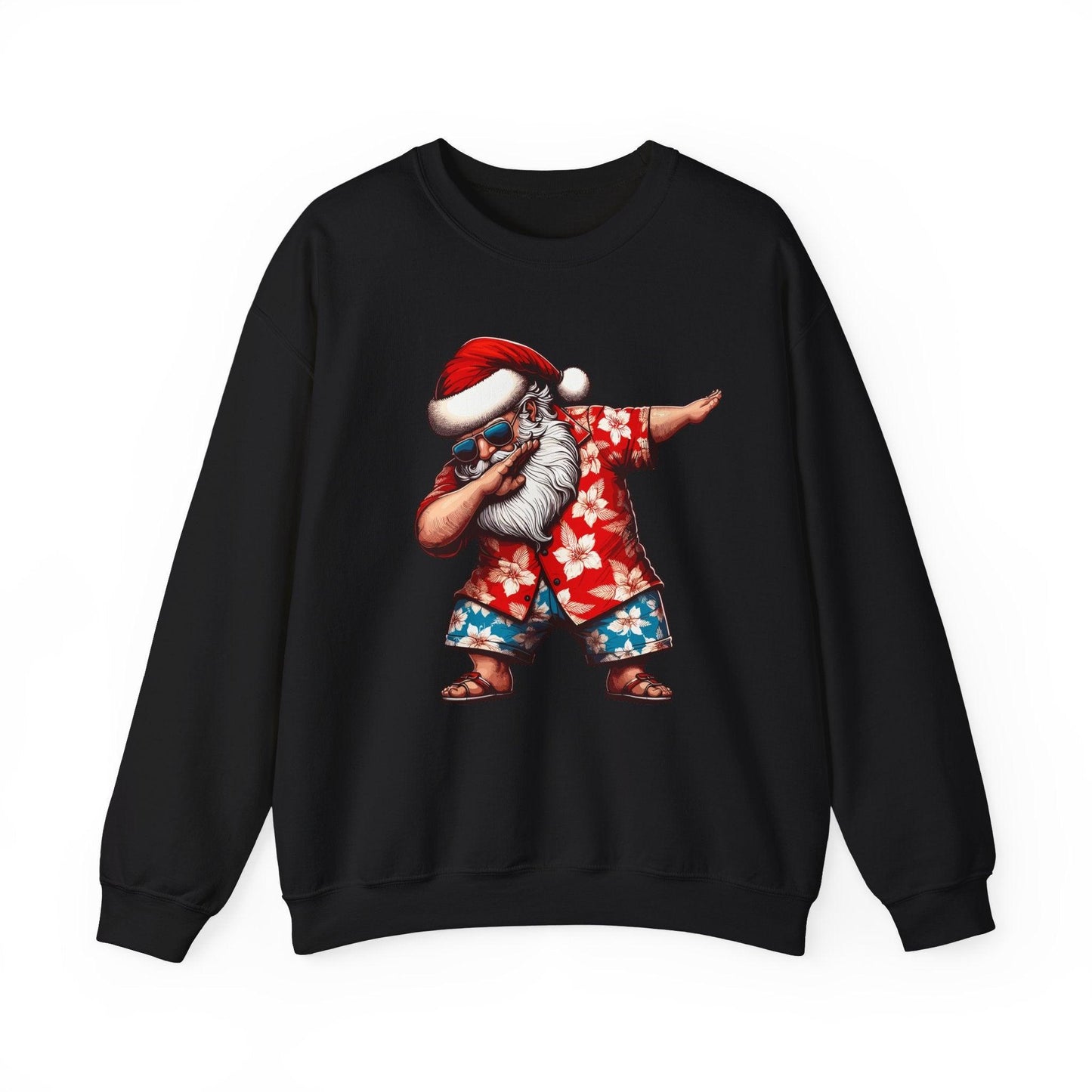 Hawaiian Dabbing Santa | Funny Christmas Sweatshirt for Cozy Festivities - Stylfer