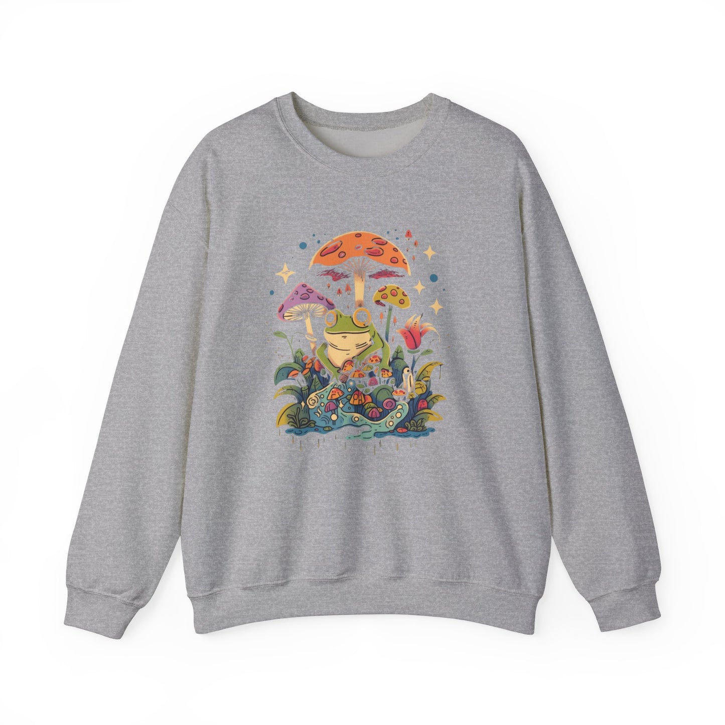 Frog on Mushrooms Sweatshirt | Cozy Whimsical Frog Lover Pullover