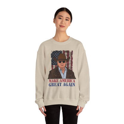 Make America Great Again Cowboy Trump Sweatshirt – Patriotic Western Graphic Sweater