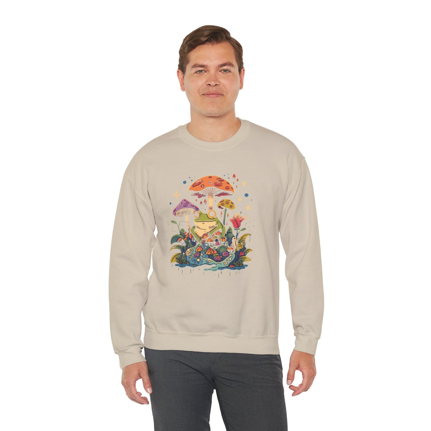 Frog on Mushrooms Sweatshirt | Cozy Whimsical Frog Lover Pullover