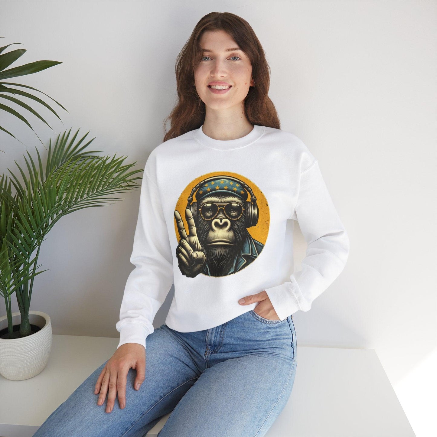 Cool Monkey Sweatshirt | Funky Monkey Face Sweatshirt for Men & Women - Stylfer