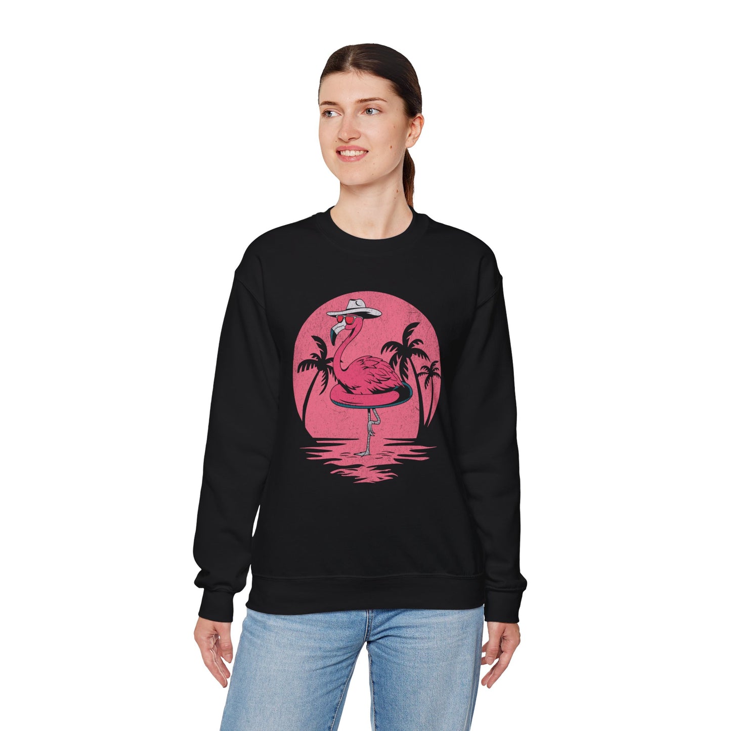 Vintage Flamingo Sweatshirt - Retro Summer Beach Pullover