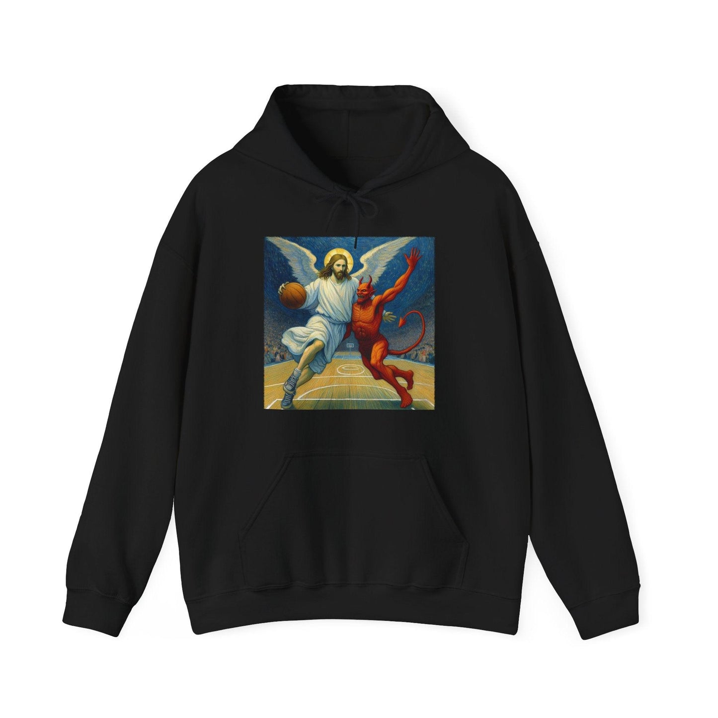 Jesus Vs Satan Basketball Hoodie | Faith-Inspired Sportswear - Stylfer