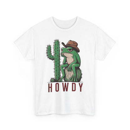 Funny Frog Cowboy T-Shirt | 'Howdy' Western Graphic Tee for Men & Women