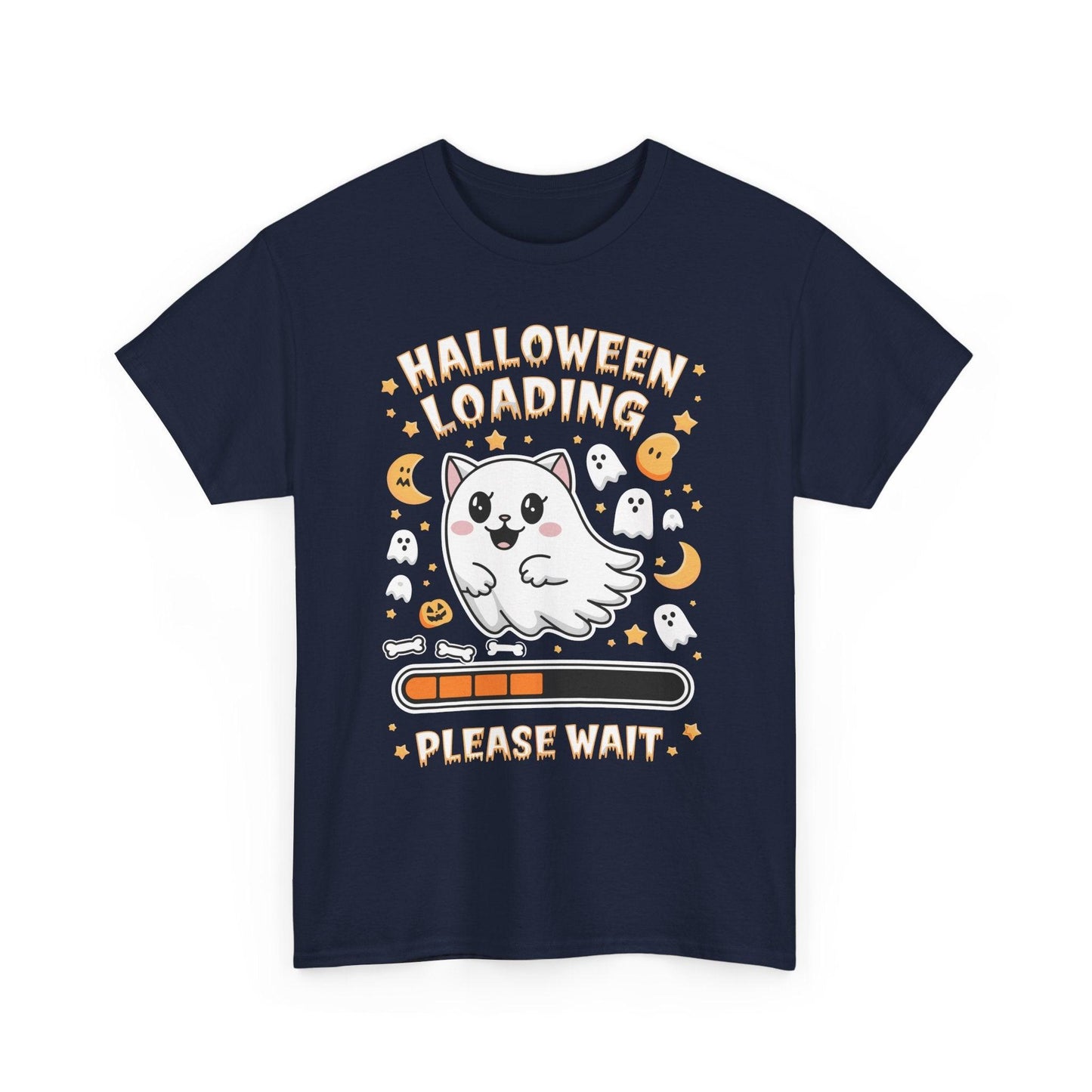 Cat Ghost Funny Shirt | Humorous Halloween Loading Graphic Tee - Stylfer