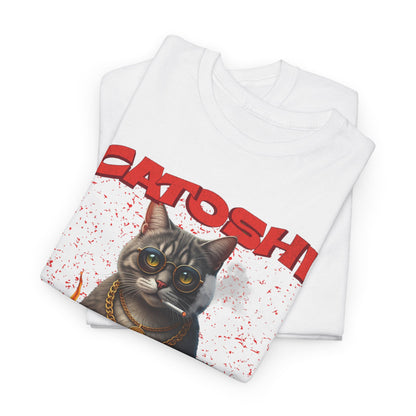 Catoshi Nakamoto Funny T-Shirt – Bitcoin Meme Cat Graphic Tee