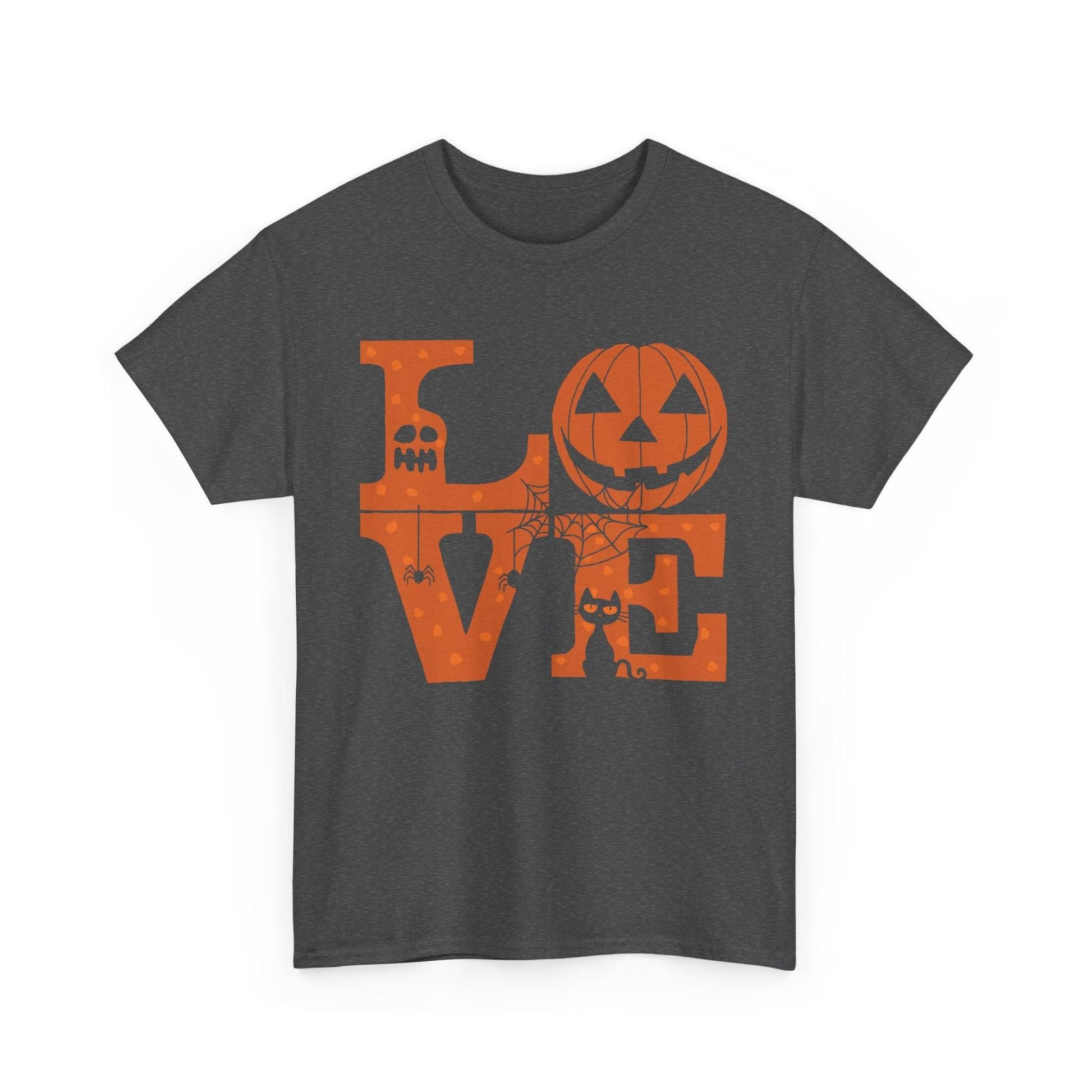 Love Halloween Shirt | Cat Pumpkin Ghost Graphic Tee - Stylfer