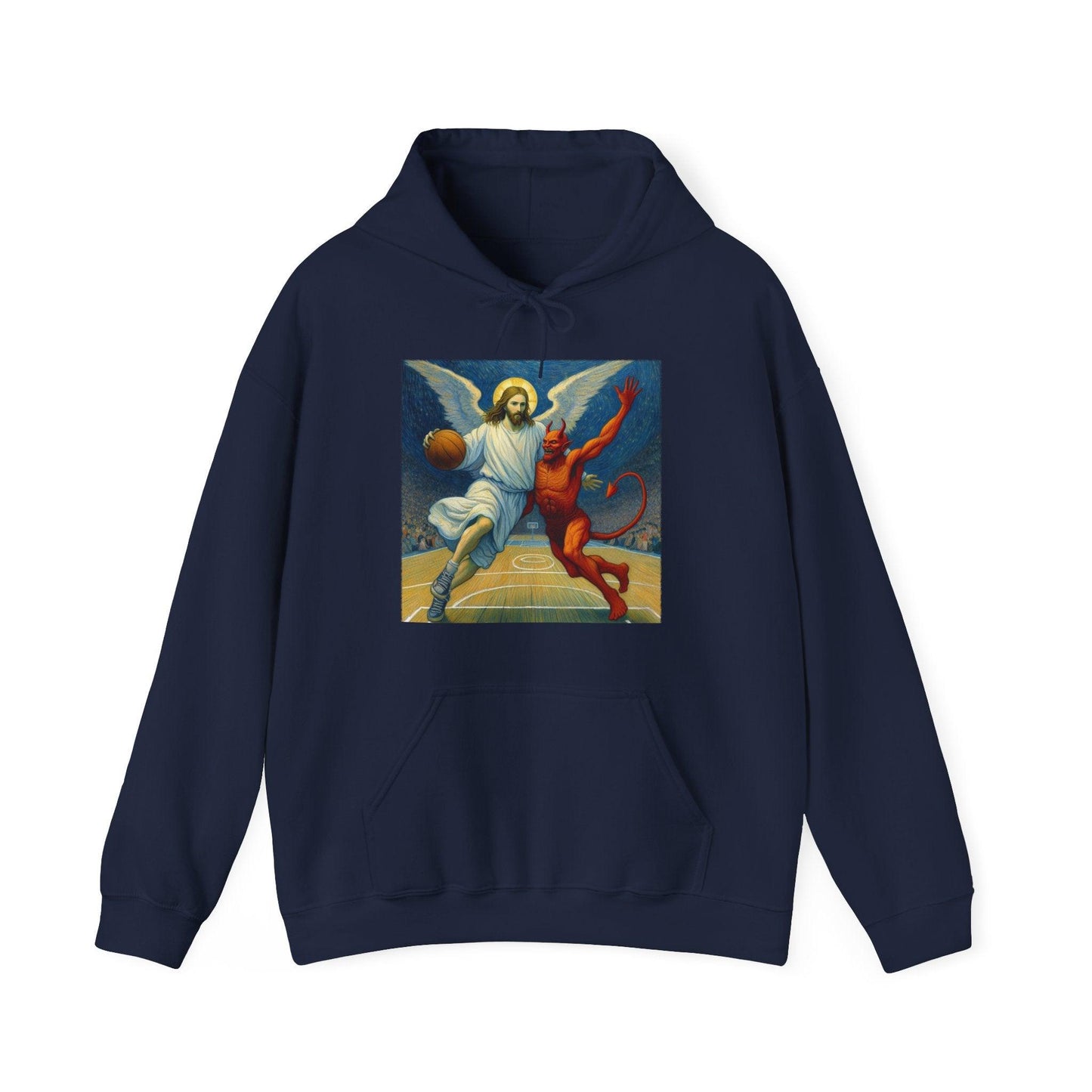 Jesus Vs Satan Basketball Hoodie | Faith-Inspired Sportswear - Stylfer