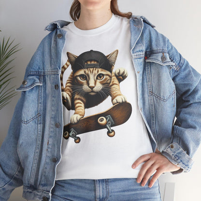 Skater Cat Skateboarding T-shirt - Stylfer