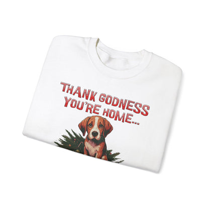 Thank Godness You're Home Christmas Sweatshirt | Funny Dog Sweater - Stylfer