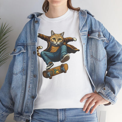 Cute Cat Skateboarding Shirt | Playful Feline Design - Stylfer