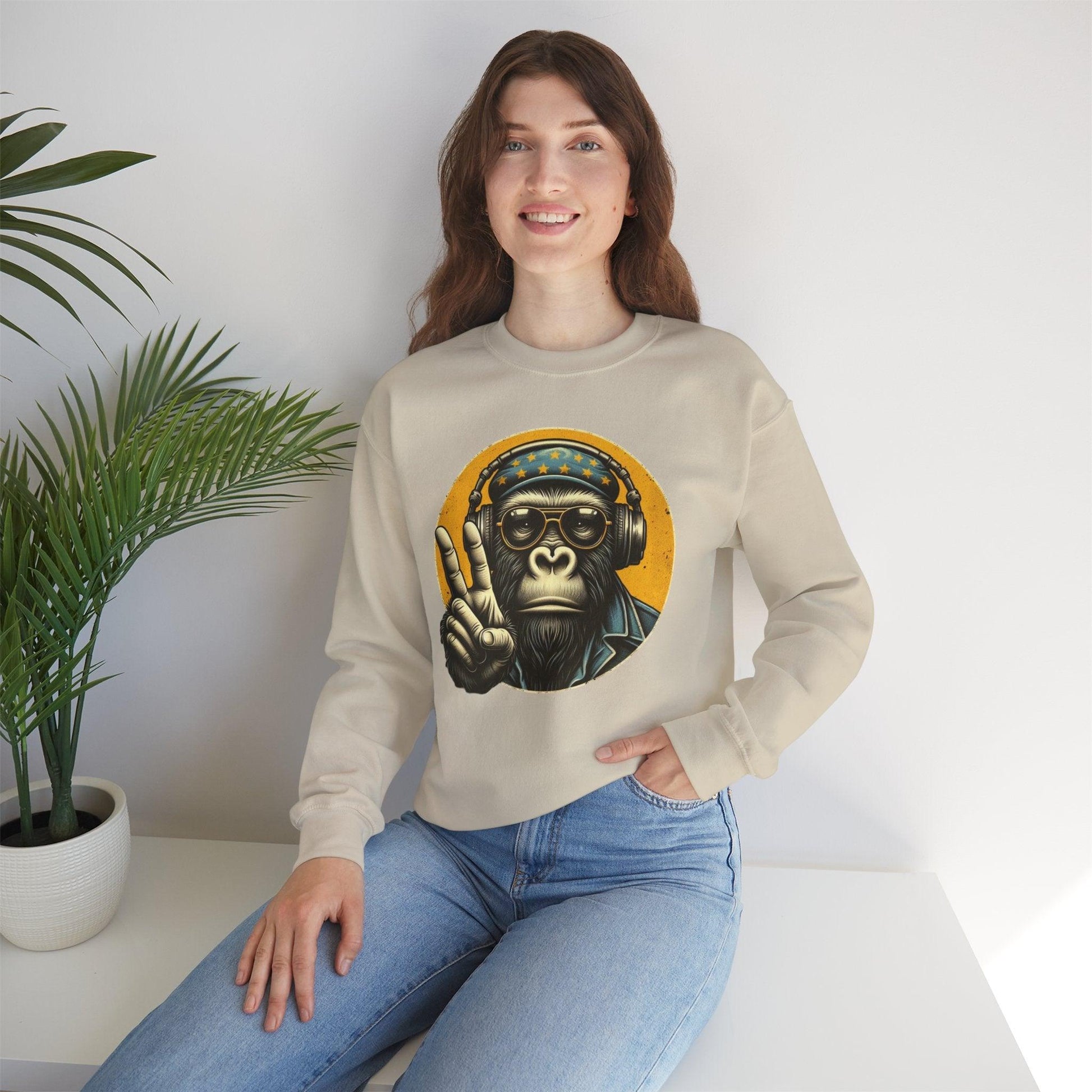 Cool Monkey Sweatshirt | Funky Monkey Face Sweatshirt for Men & Women - Stylfer