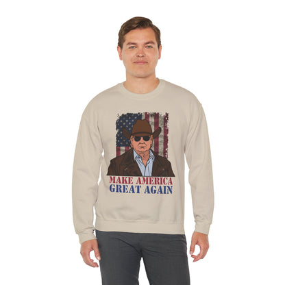 Make America Great Again Cowboy Trump Sweatshirt – Patriotic Western Graphic Sweater