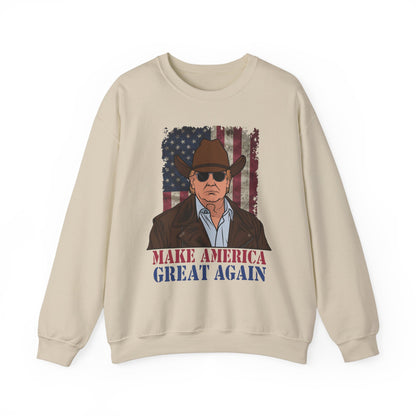 Make America Great Again Cowboy Trump Sweatshirt – Patriotic Western Graphic Sweater