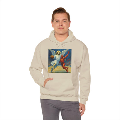 Jesus Vs Satan Basketball Hoodie | Faith-Inspired Sportswear - Stylfer