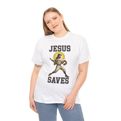 Jesus Saves Christmas T-Shirt | Personalized Baseball Holiday Te - Stylfer