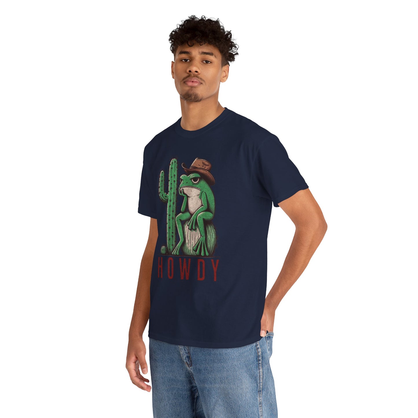 Funny Frog Cowboy T-Shirt | 'Howdy' Western Graphic Tee for Men & Women