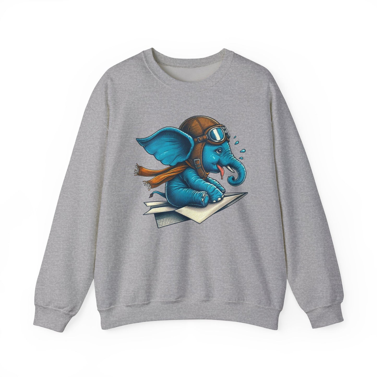 Cute Baby Pilot Elephant Sweatshirt | Cozy Adventure Animal Paper Airplane Design