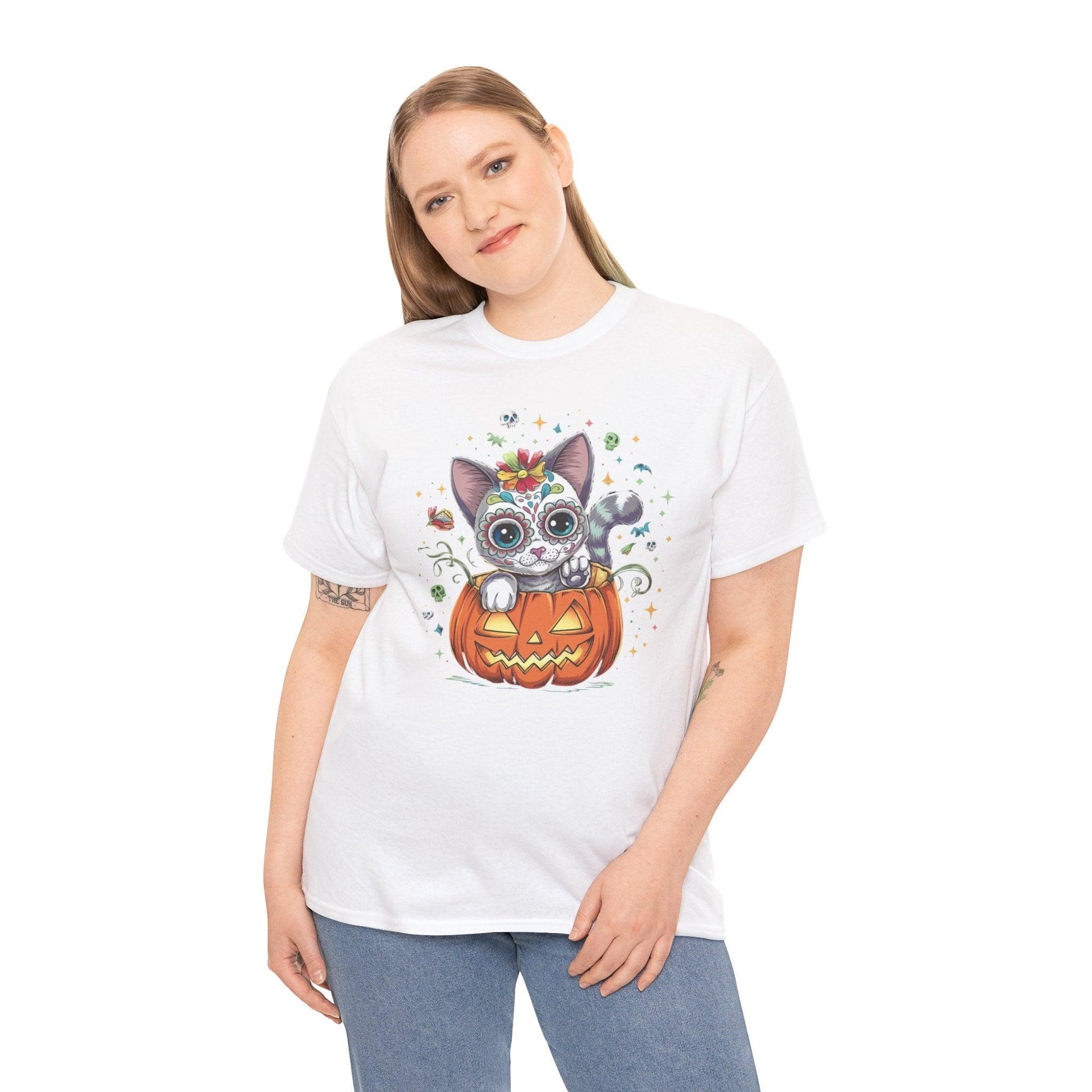 Day of the Dead Cat Shirt | Halloween Horror Design - Stylfer