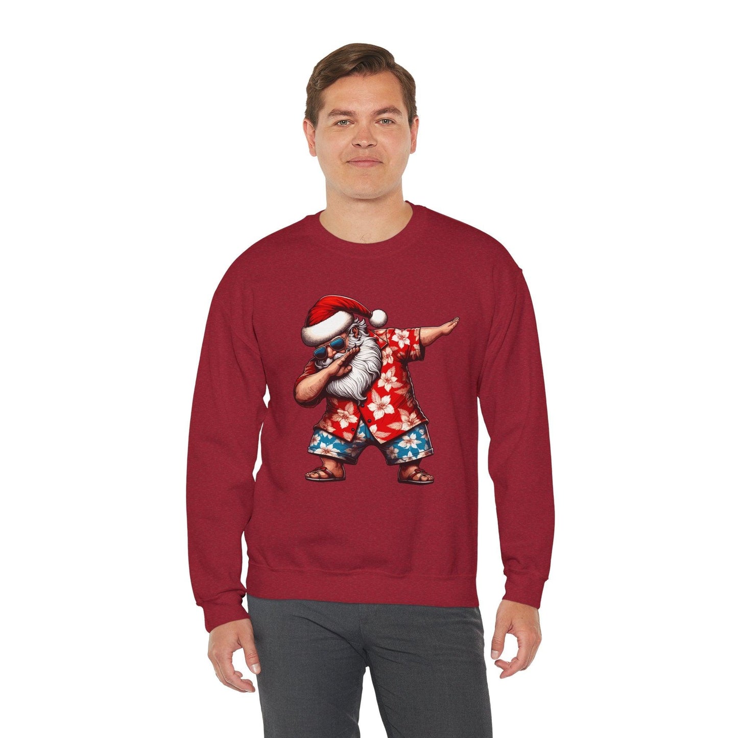 Hawaiian Dabbing Santa | Funny Christmas Sweatshirt for Cozy Festivities - Stylfer