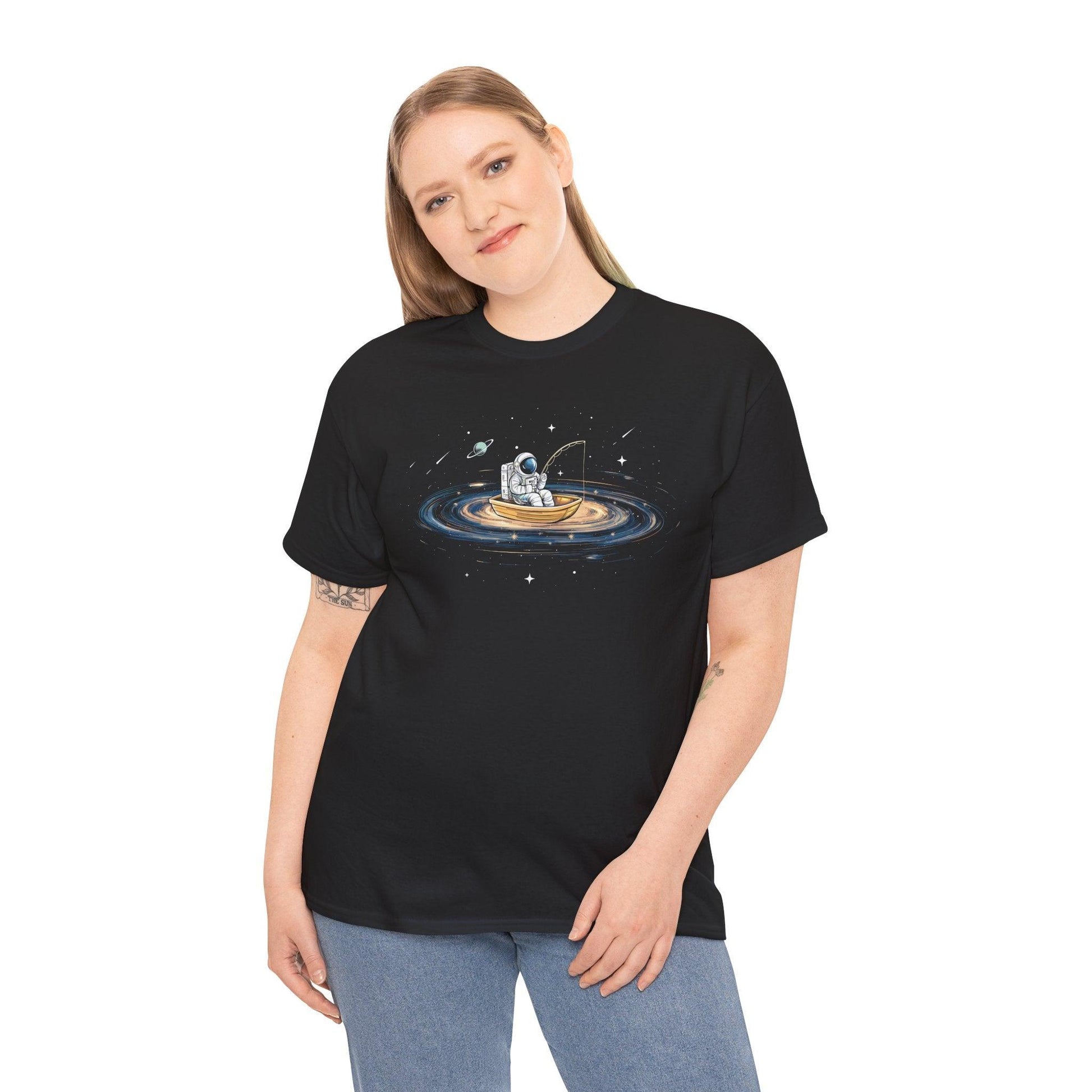 Astronaut Fishing in Space Shirt | Artistic Galaxy Graphic Tee - Stylfer