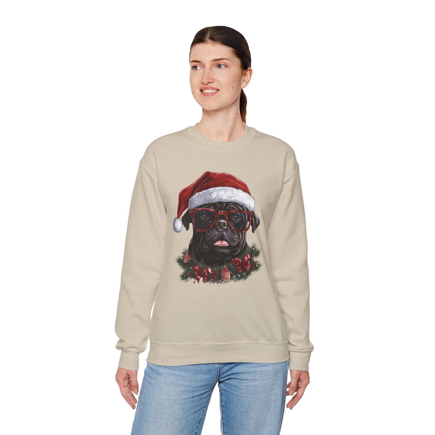 Funny Santa Pug Christmas Sweatshirt – Cute Holiday Pullover for Dog Lovers - Stylfer