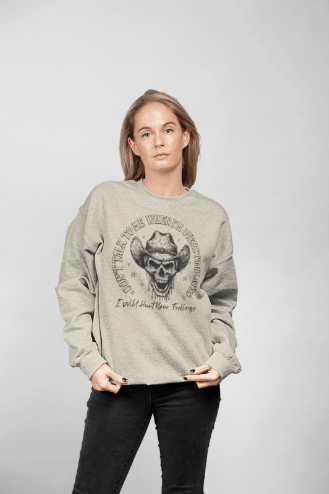 Skull Sweatshirt – "Don’t Talk to Me When I’m Overstimulated" Funny Retro Crewneck - Stylfer