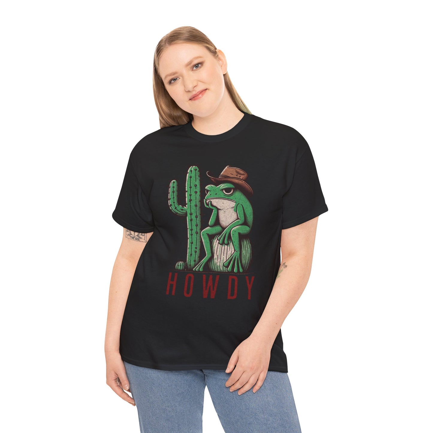 Funny Frog Cowboy T-Shirt | 'Howdy' Western Graphic Tee for Men & Women