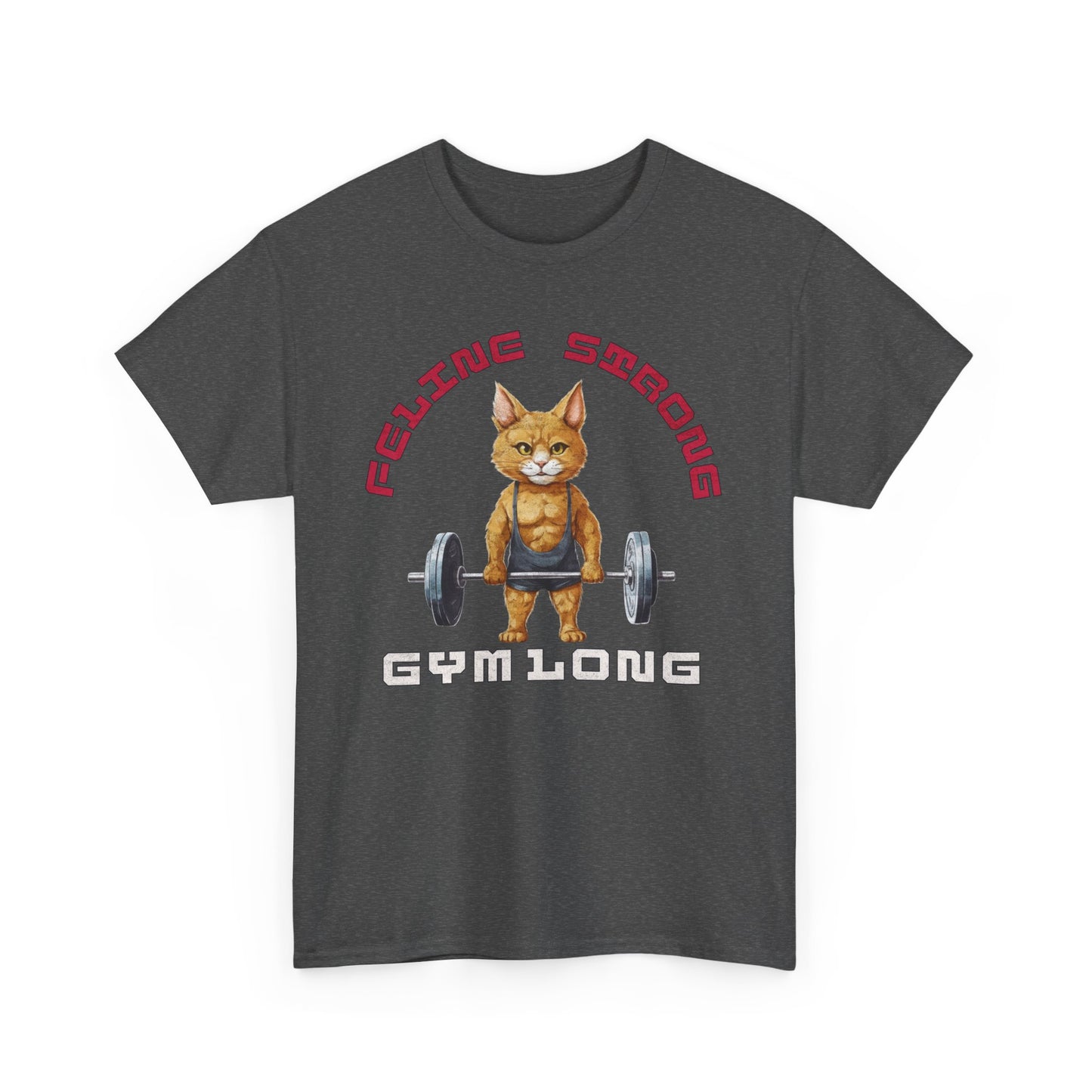 Feline Strong Gym Cat T-Shirt | Funny Workout Motivation Graphic Tee