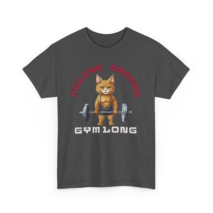 Feline Strong Gym Cat T-Shirt | Funny Workout Motivation Graphic Tee