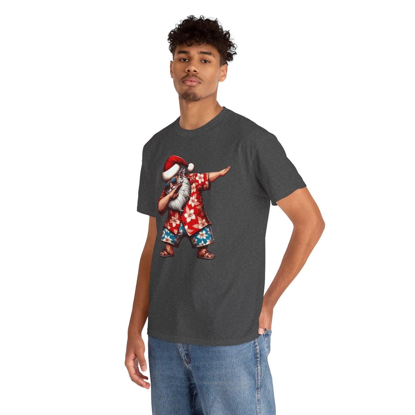 Hawaiian Dabbing Santa | Funny Christmas T-Shirt for Men & Women - Stylfer