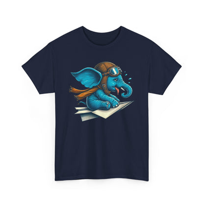 Cute Baby Pilot Elephant T-Shirt | Adventure Animal Paper Airplane Graphic Tee