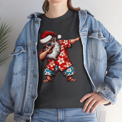 Hawaiian Dabbing Santa | Funny Christmas T-Shirt for Men & Women - Stylfer