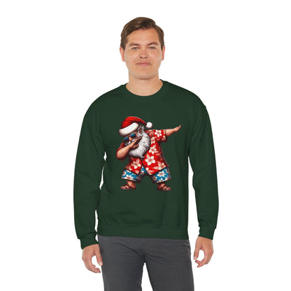 Hawaiian Dabbing Santa | Funny Christmas Sweatshirt for Cozy Festivities - Stylfer