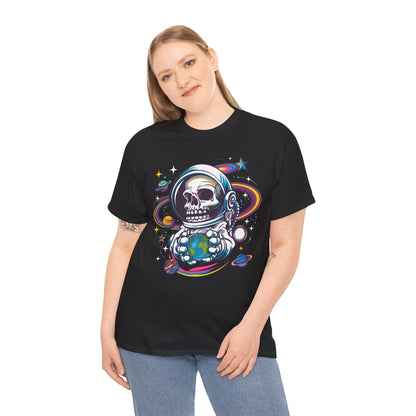 Skeleton Astronaut Shirt | Funny Galaxy Halloween Graphic Tee - Stylfer