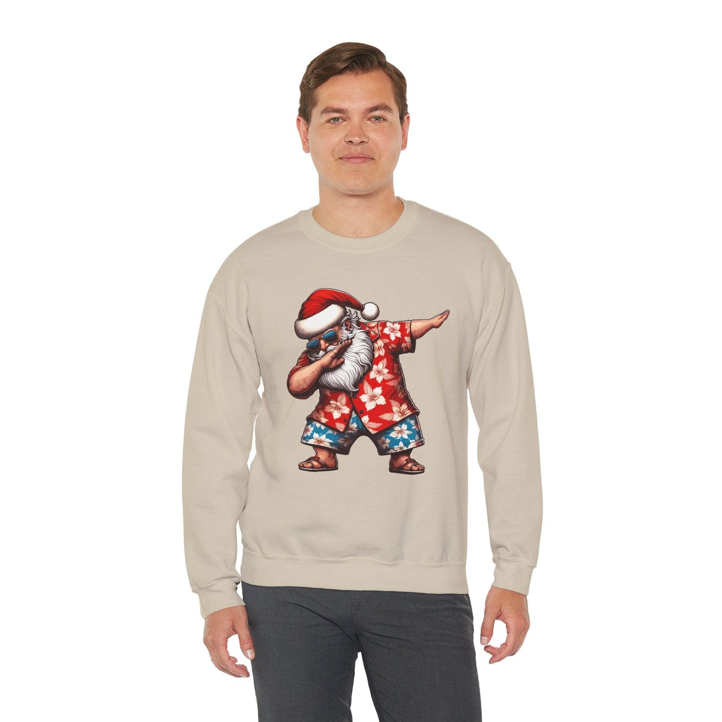 Hawaiian Dabbing Santa | Funny Christmas Sweatshirt for Cozy Festivities - Stylfer