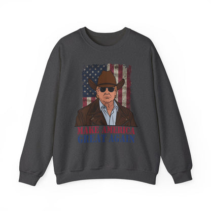 Make America Great Again Cowboy Trump Sweatshirt – Patriotic Western Graphic Sweater