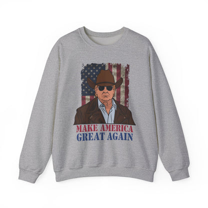 Make America Great Again Cowboy Trump Sweatshirt – Patriotic Western Graphic Sweater