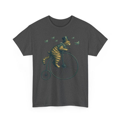 Cat Riding Vintage Bicycle Shirt | Quirky Retro Design - Stylfer