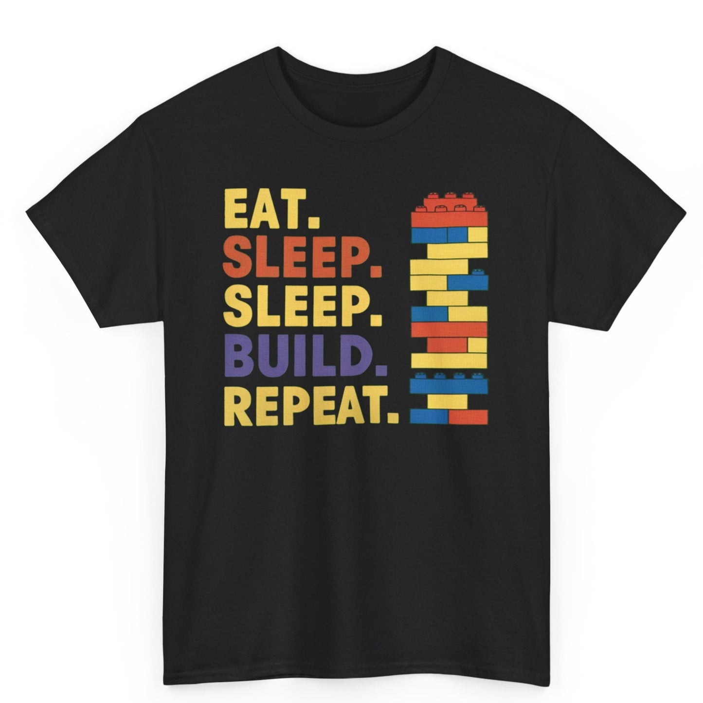 Eat Sleep Build Repeat T-Shirt - Funny Bricks Blocks Graphic Tee