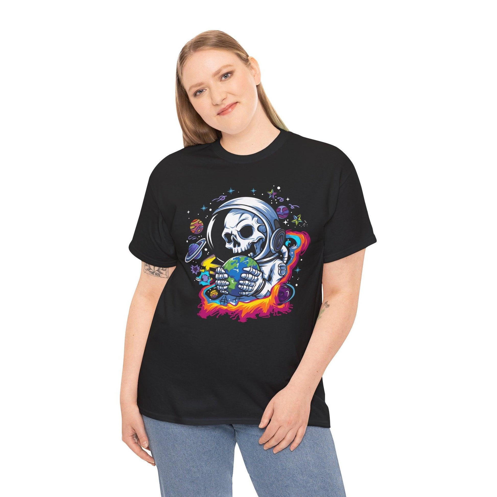 Skeleton Astronaut Shirt | Funny Space Galaxy Halloween Tee - Stylfer