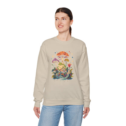 Frog on Mushrooms Sweatshirt | Cozy Whimsical Frog Lover Pullover