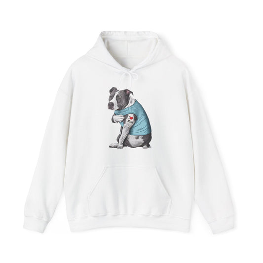 I Love Mom Pit Bull Hoodie | Funny Dog Tattoo Mother’s Day Sweatshirt - Stylfer