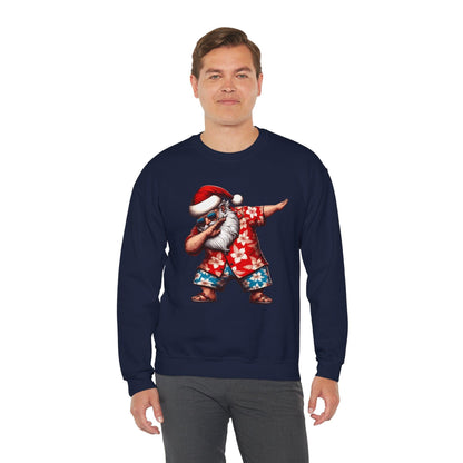 Hawaiian Dabbing Santa | Funny Christmas Sweatshirt for Cozy Festivities - Stylfer